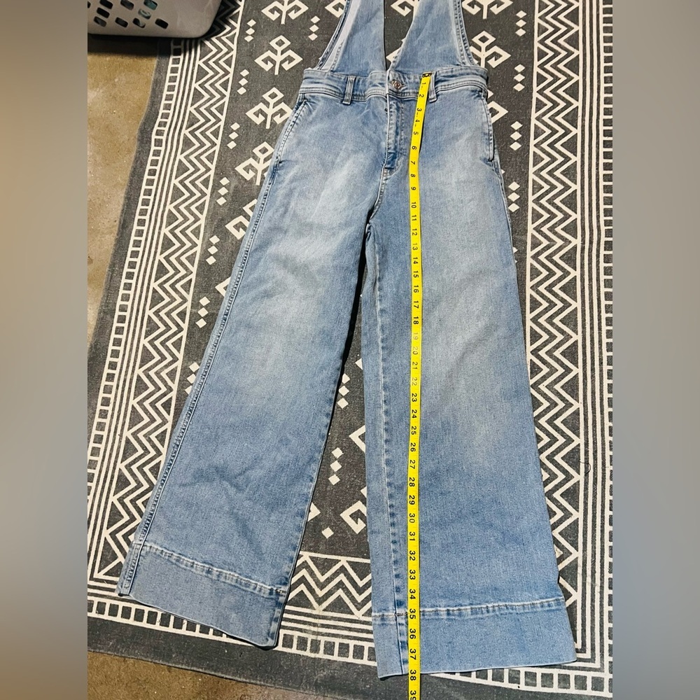Free People A line Sky Blue Denim Overalls 2 - Picture 7 of 9